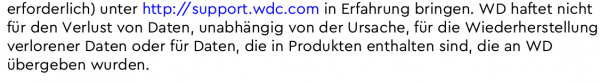 Western Digital haftet nicht bei Datenverlust